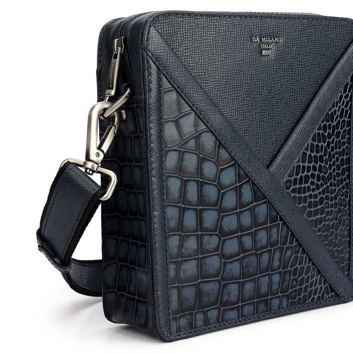 Croco Franzy Leather Men Sling - Ocean