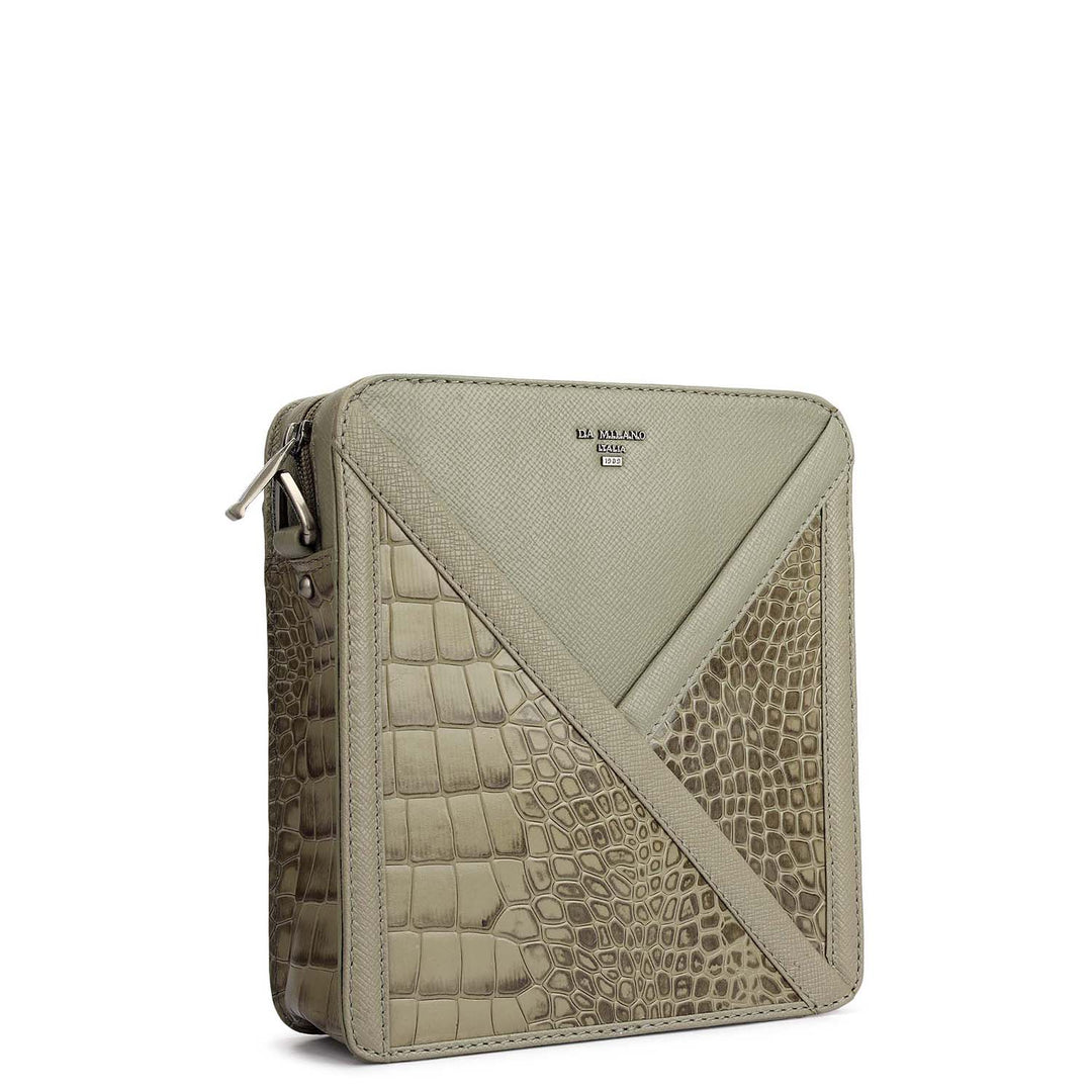 Croco Franzy Leather Men Sling - Stone Grey