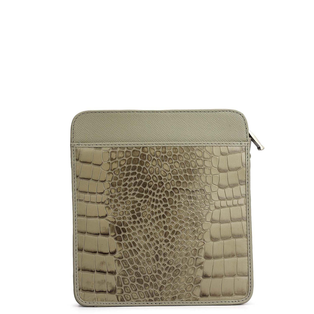 Croco Franzy Leather Men Sling - Stone Grey