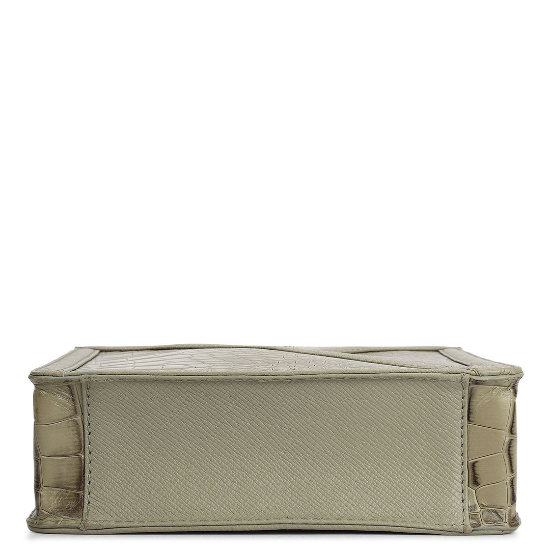 Croco Franzy Leather Men Sling - Stone Grey