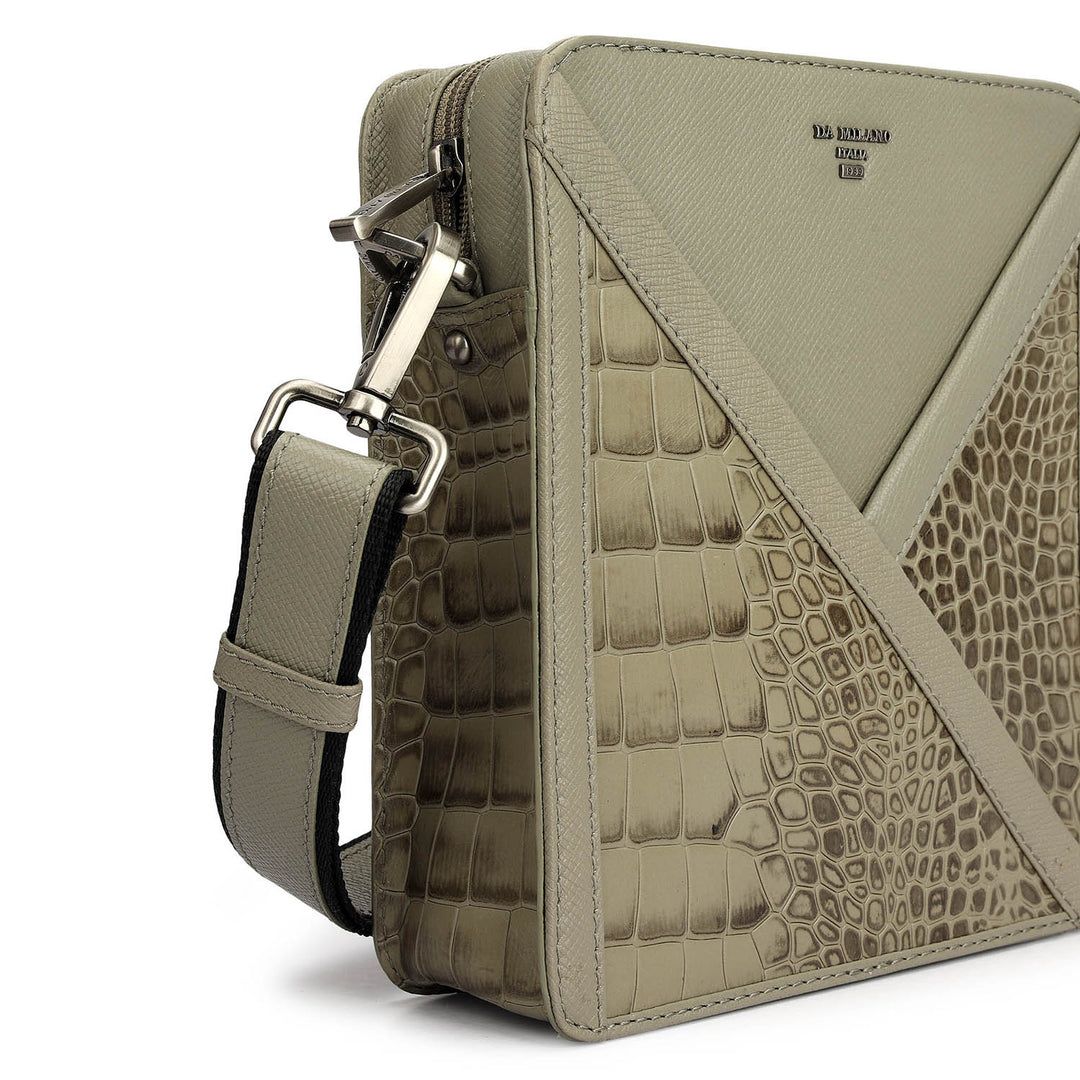 Croco Franzy Leather Men Sling - Stone Grey