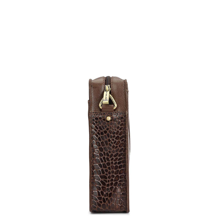 Croco Franzy Leather Men Sling - Walnut