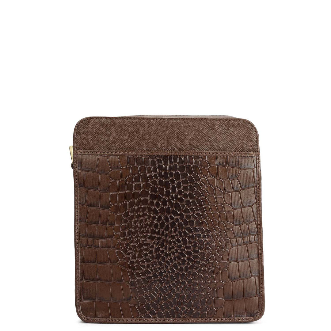 Croco Franzy Leather Men Sling - Walnut