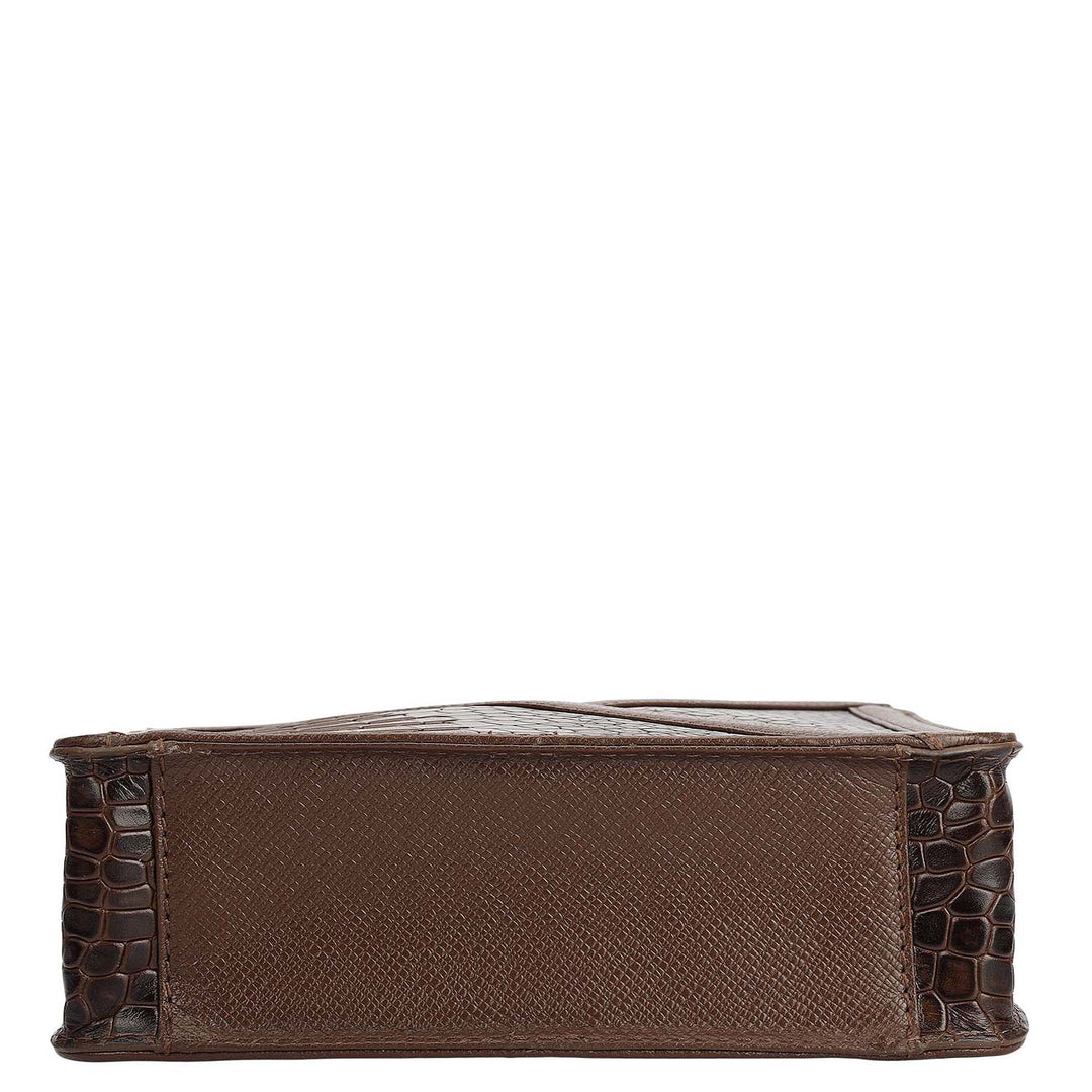 Croco Franzy Leather Men Sling - Walnut