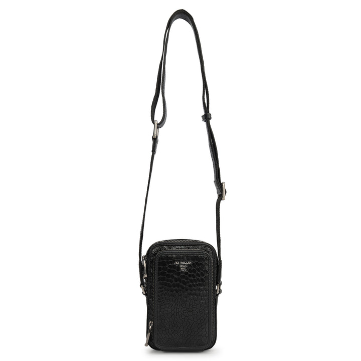Croco Leather Men Sling - Black