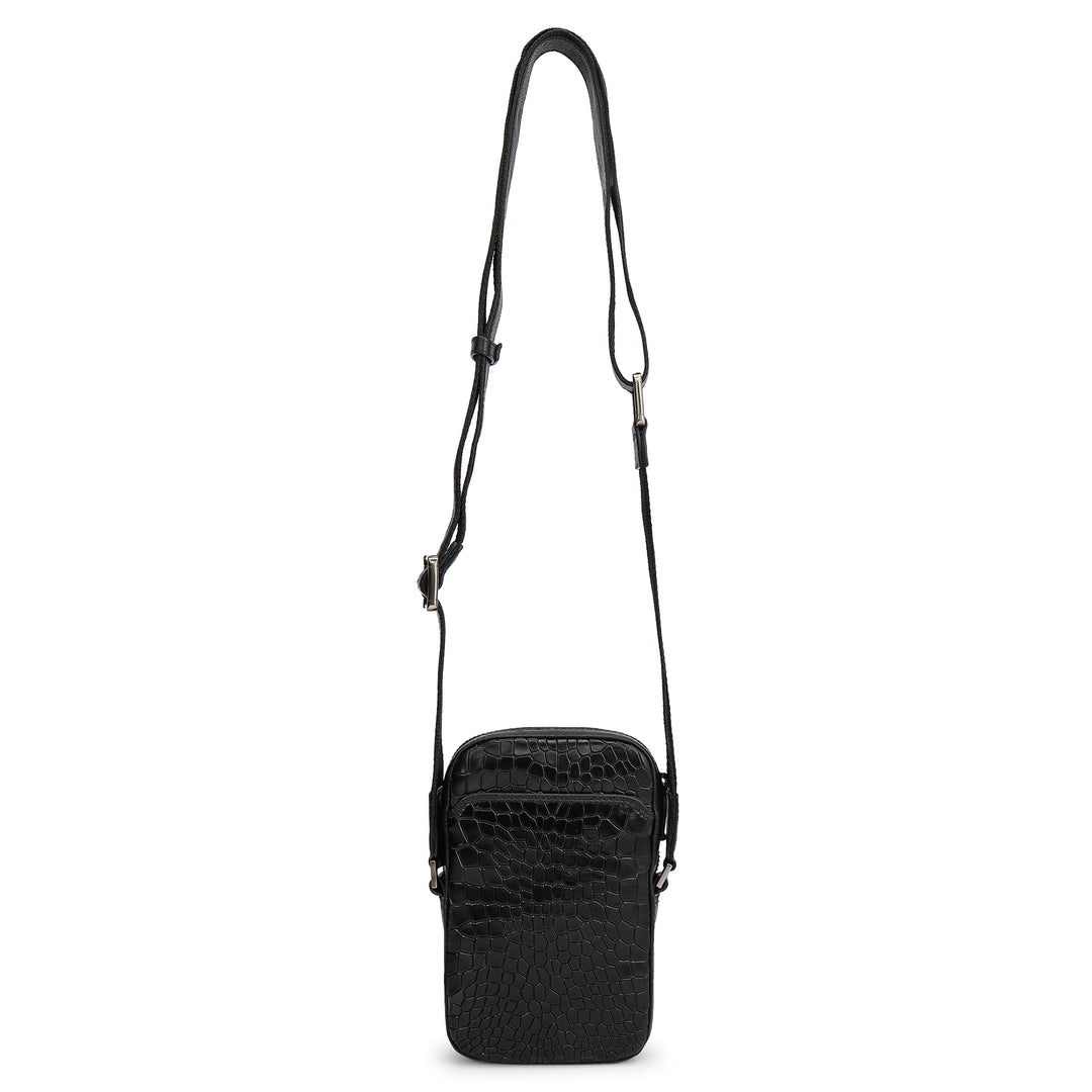Croco Leather Men Sling - Black