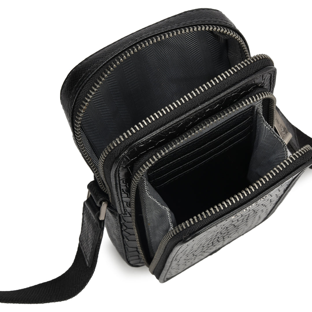 Croco Leather Men Sling - Black