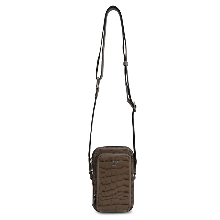 Croco Leather Men Sling - Smoke Grey