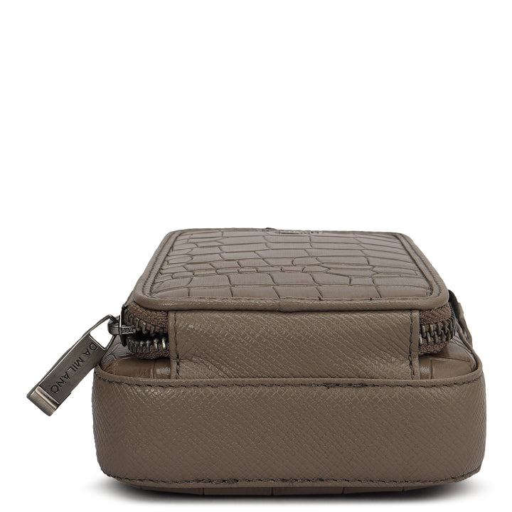 Croco Leather Men Sling - Smoke Grey