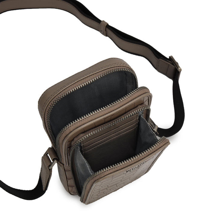 Croco Leather Men Sling - Smoke Grey