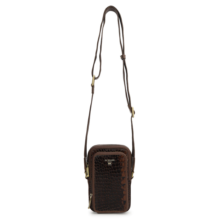 Croco Leather Men Sling - Walnut