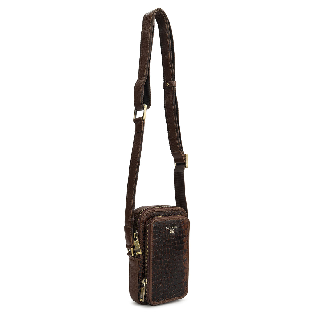 Croco Leather Men Sling - Walnut