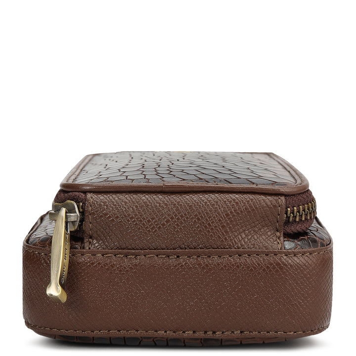 Croco Leather Men Sling - Walnut