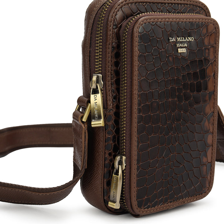 Croco Leather Men Sling - Walnut