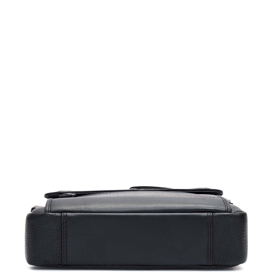 Wax Leather Men Sling - Black