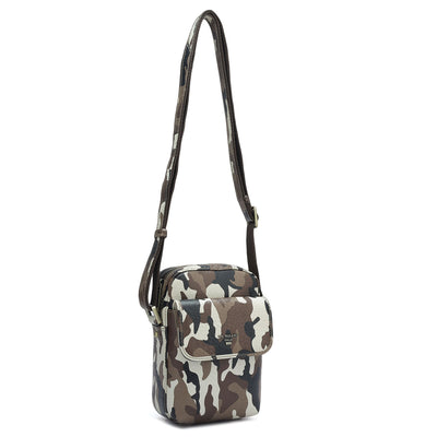 Camouflage Leather Sling Bags Mens - Cognac & Black