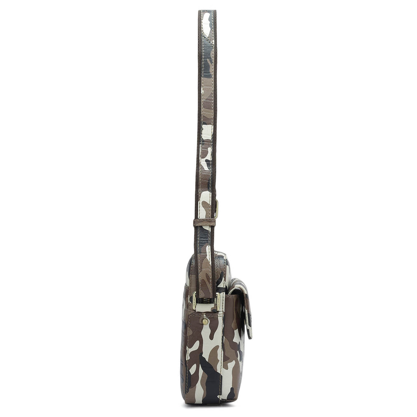 Camouflage Leather Sling Bags Mens - Cognac & Black