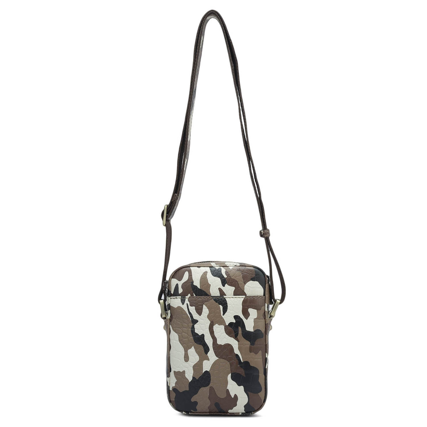 Camouflage Leather Sling Bags Mens - Cognac & Black