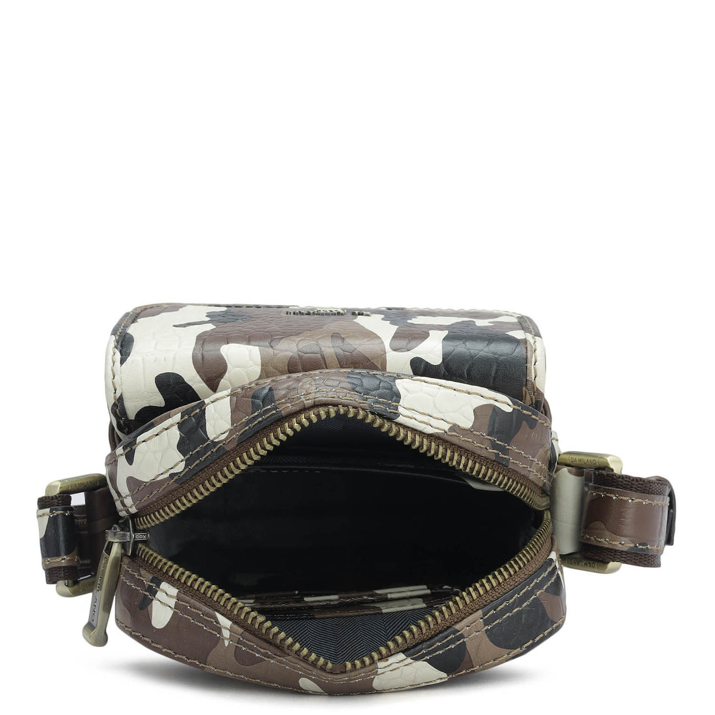 Camouflage Leather Sling Bags Mens - Cognac & Black