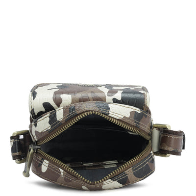 Camouflage Leather Sling Bags Mens - Cognac & Black