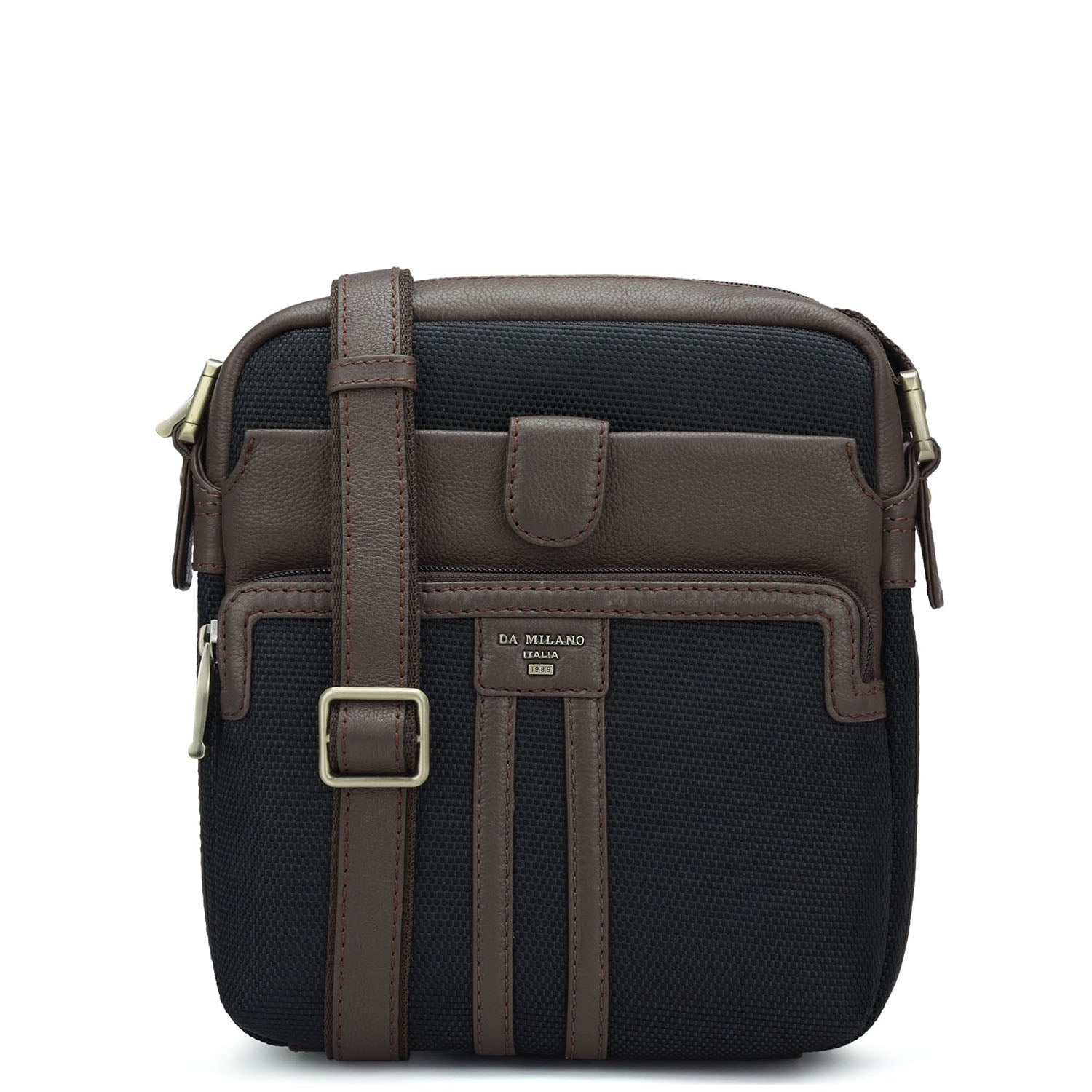 Canvas Wax Leather Mens Sling - Black Chocolate – Da Milano