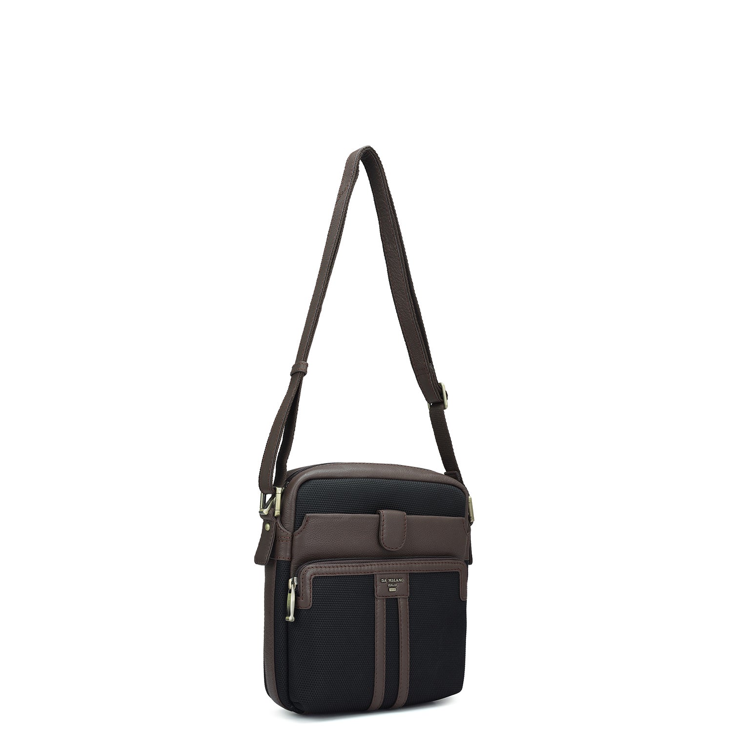 Canvas Wax Leather Mens Sling - Black Chocolate – Da Milano