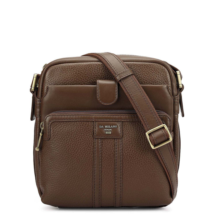 Wax Plain Leather Men Sling - Mocha