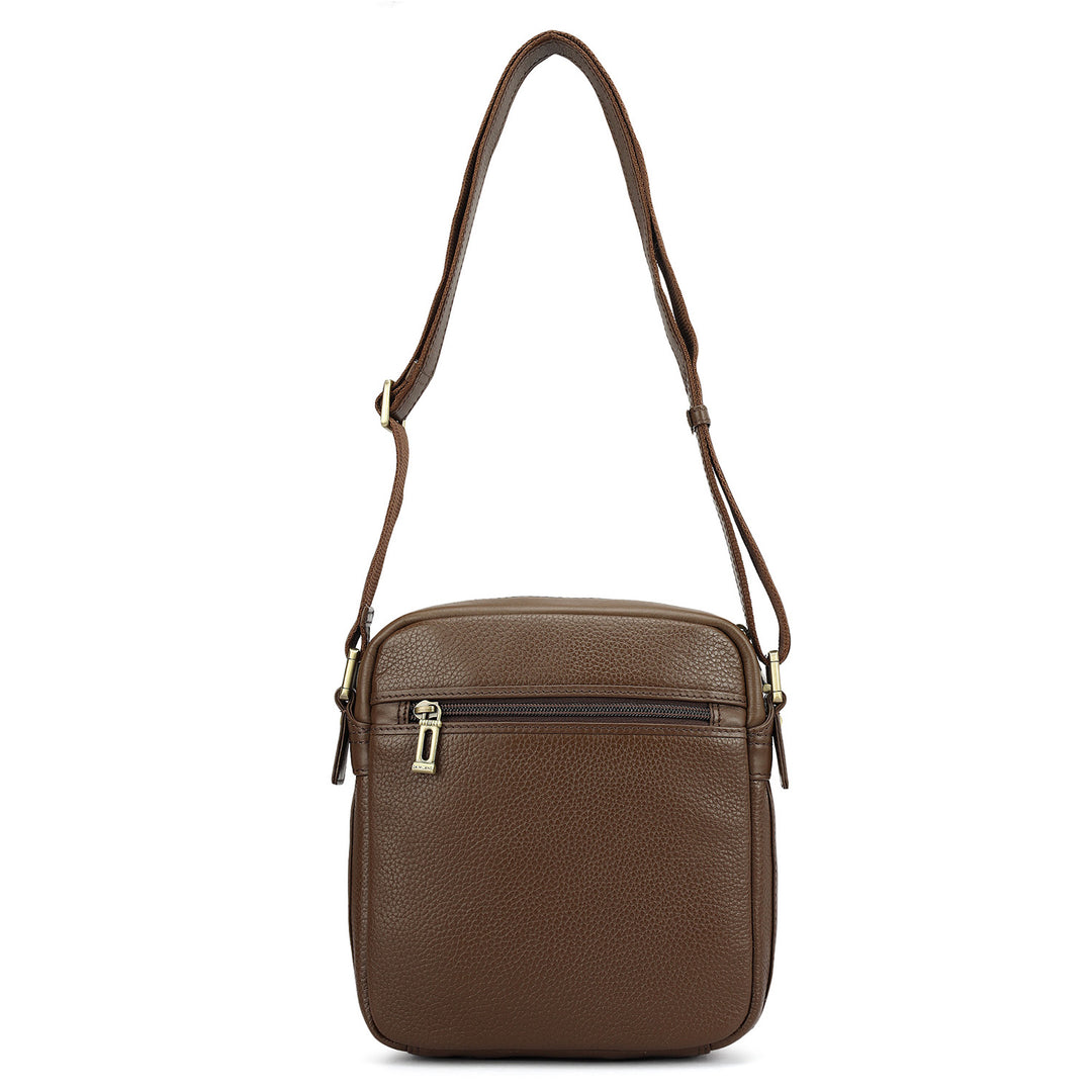 Wax Plain Leather Men Sling - Mocha