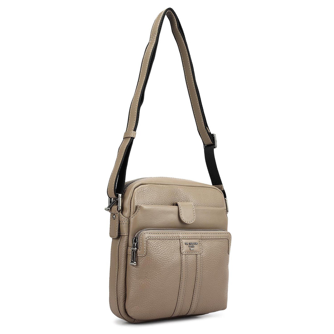 Wax Plain Leather Men Sling - Smoke Grey