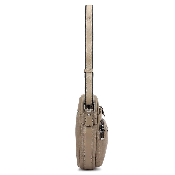Wax Plain Leather Men Sling - Smoke Grey