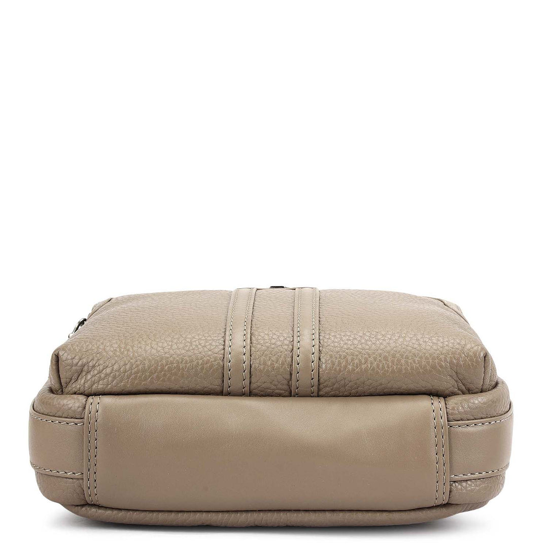 Wax Plain Leather Men Sling - Smoke Grey