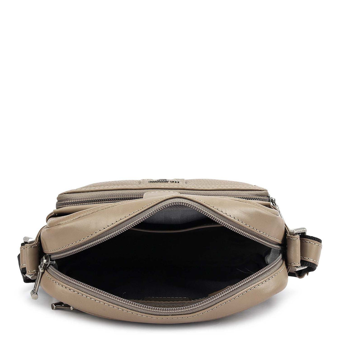 Wax Plain Leather Men Sling - Smoke Grey
