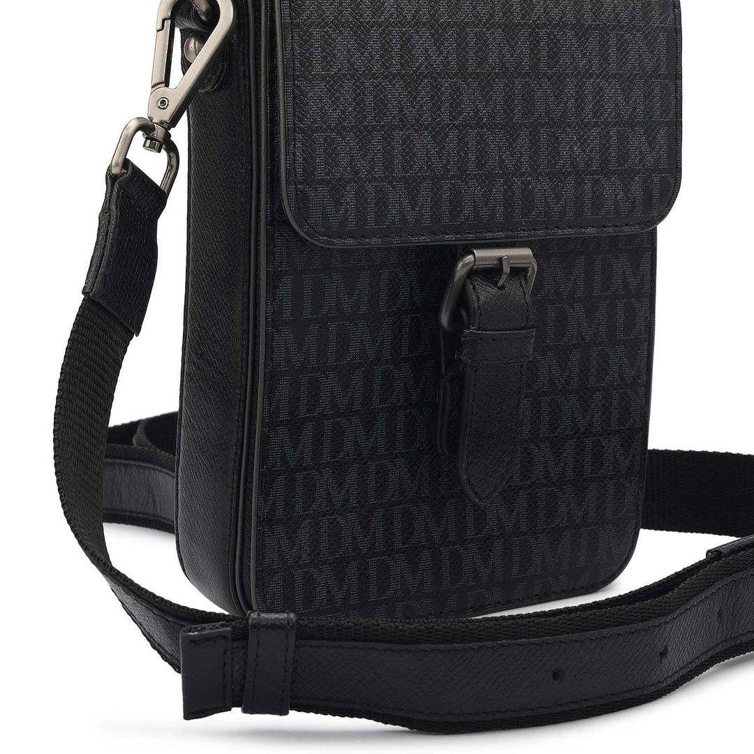 Monogram Leather Men Sling - Black