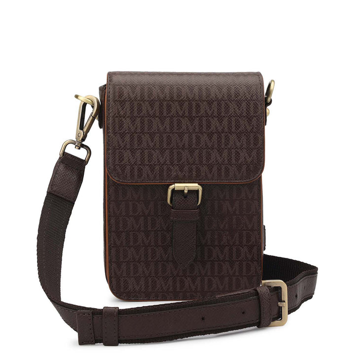 Monogram Leather Men Sling - Chocolate