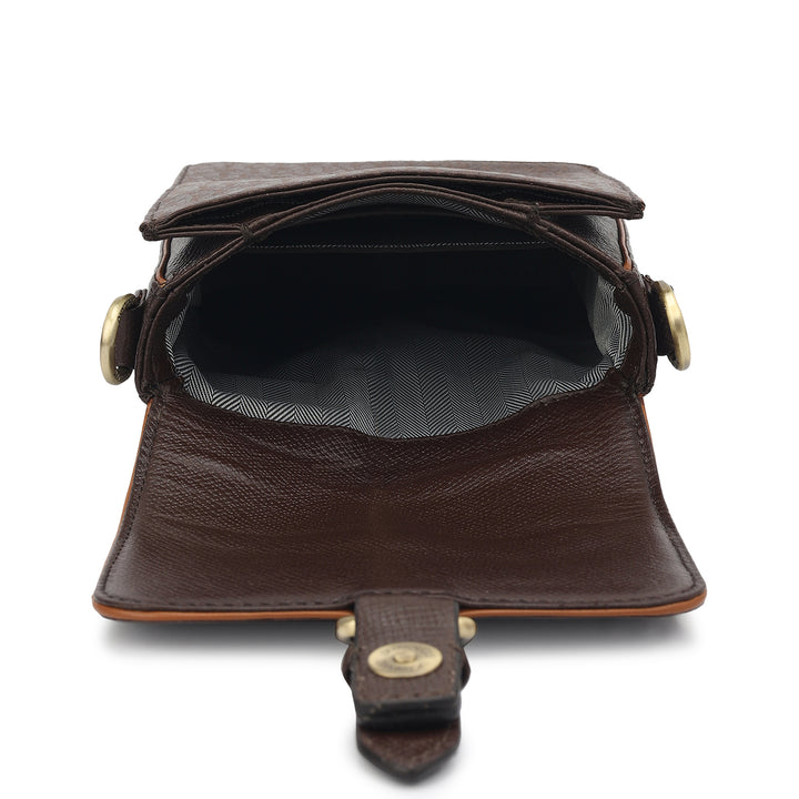 Monogram Leather Men Sling - Chocolate