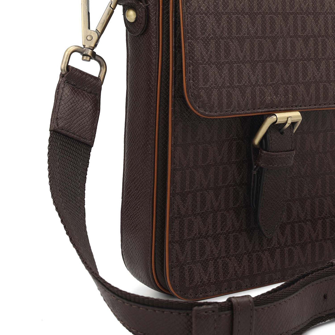 Monogram Leather Men Sling - Chocolate