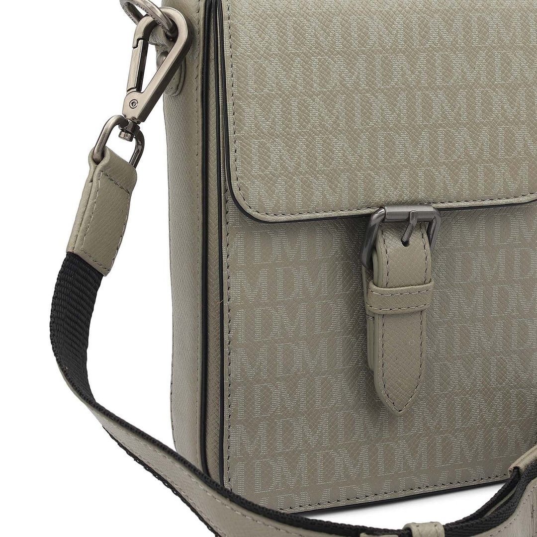 Monogram Leather Men Sling - Stone Grey