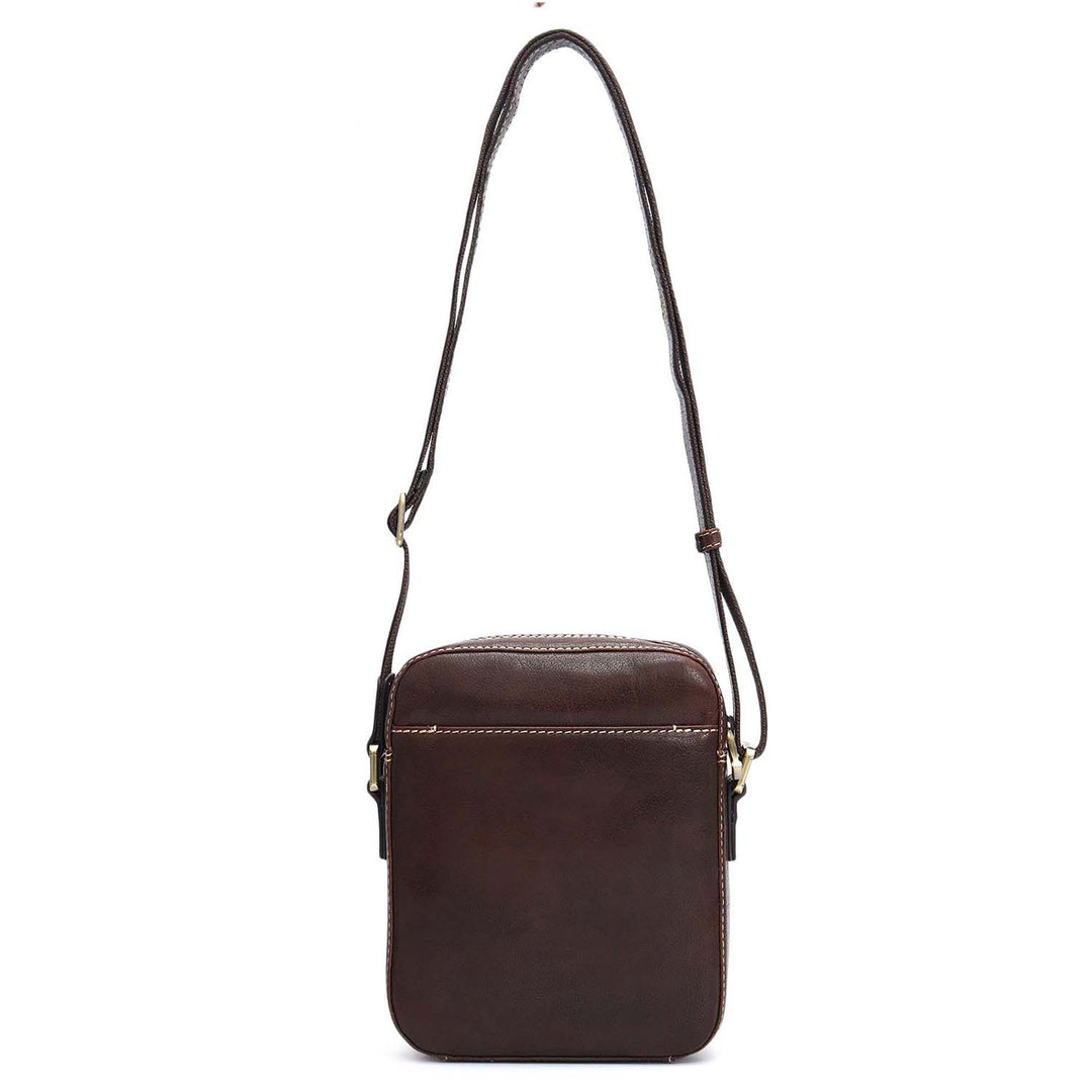 Elephant Pattern Leather Men Sling - Brown