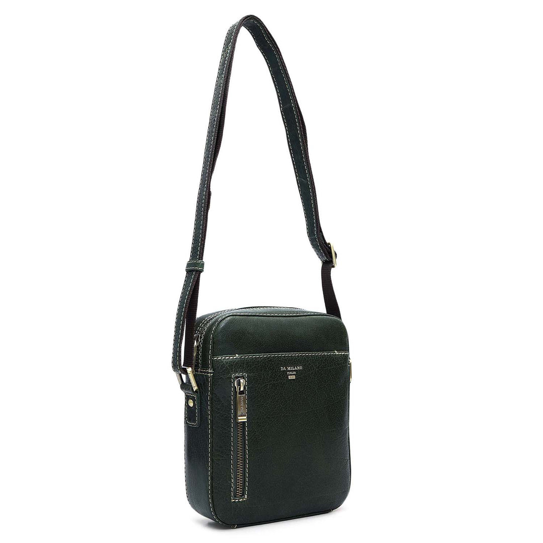 Elephant Pattern Leather Men Sling - Green