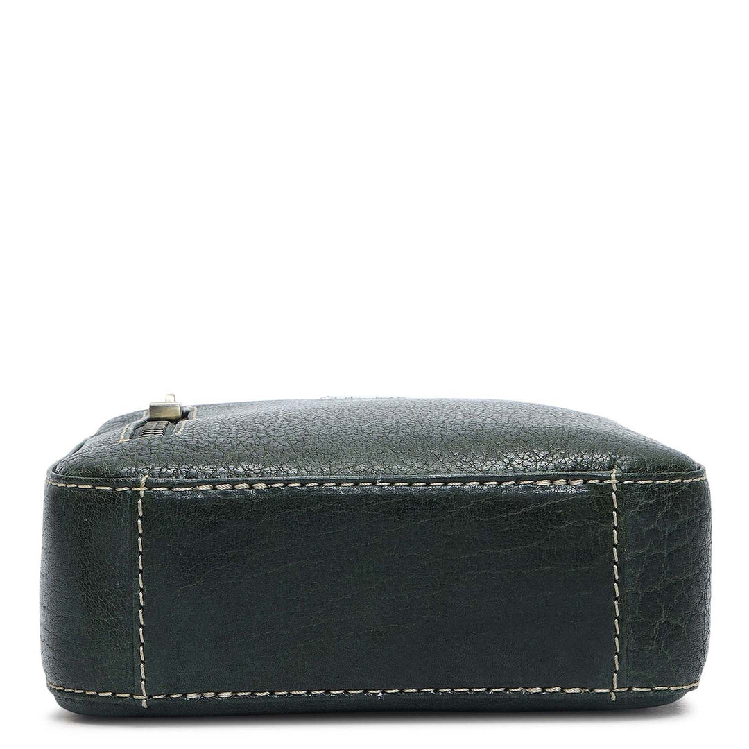 Elephant Pattern Leather Men Sling - Green