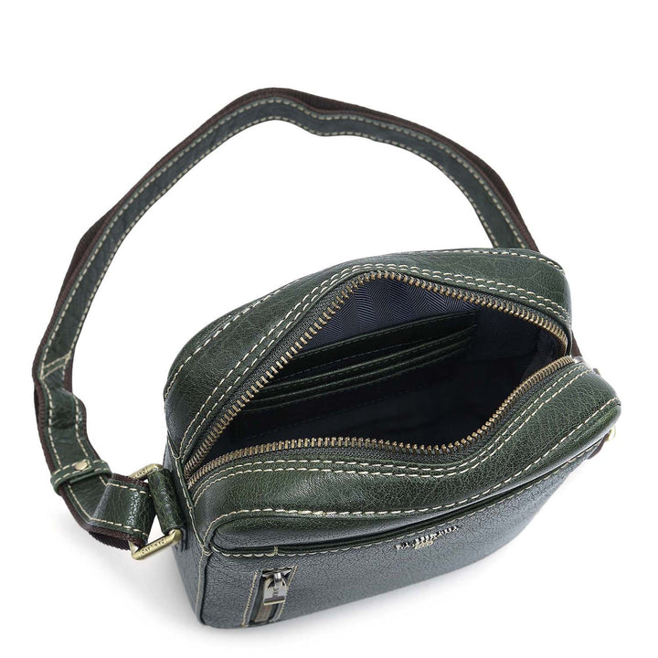 Elephant Pattern Leather Men Sling - Green