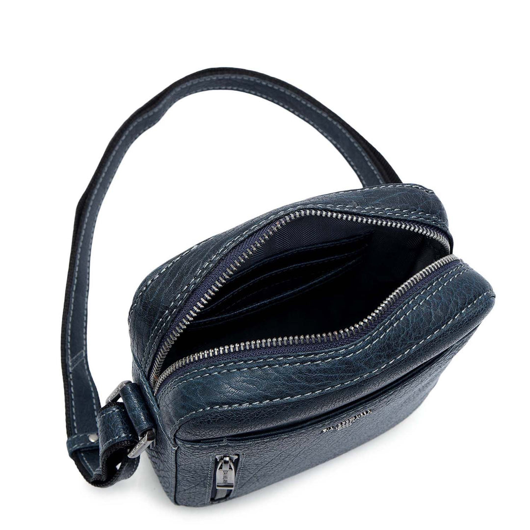 Elephant Pattern Leather Men Sling - Navy