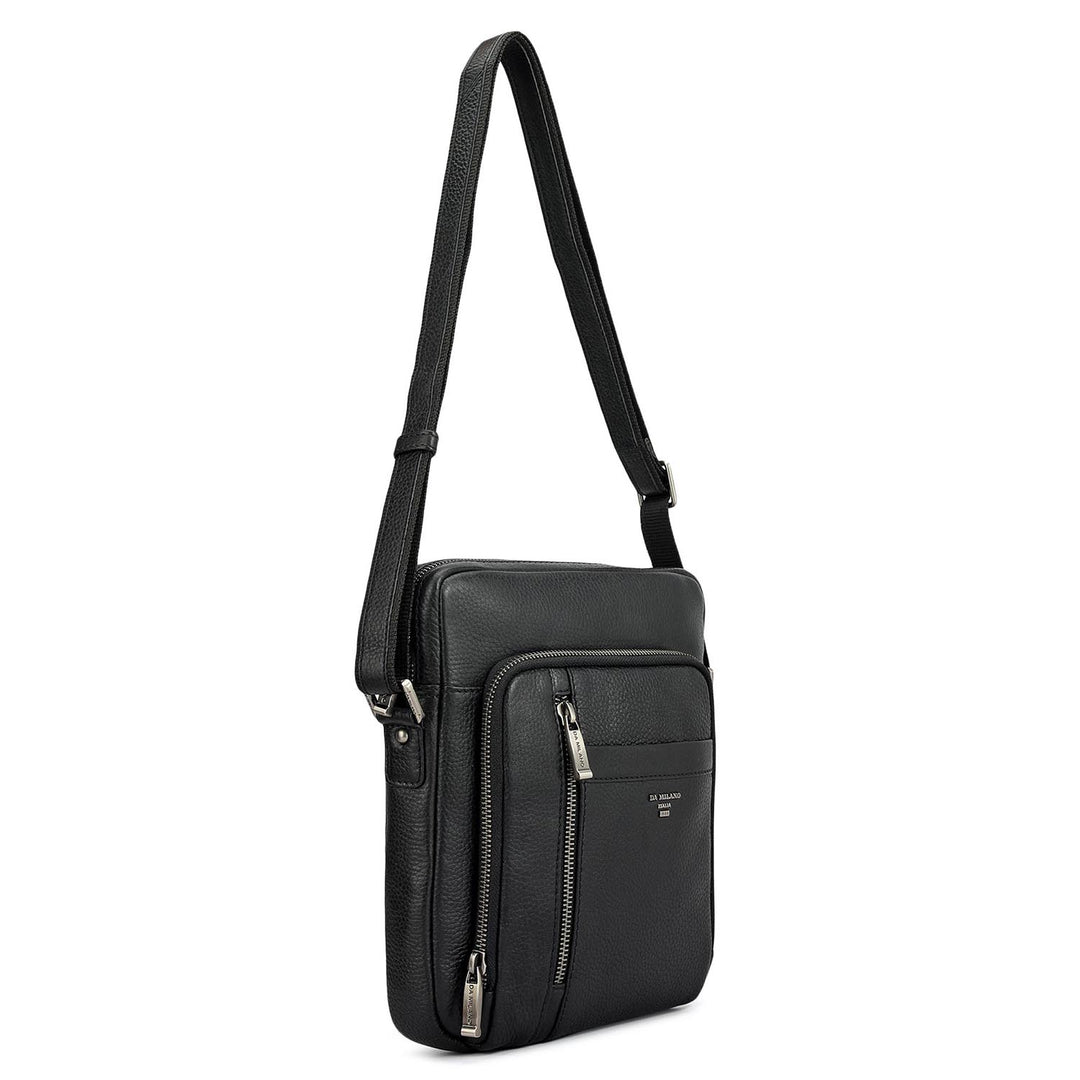 Wax Leather Men Sling - Black