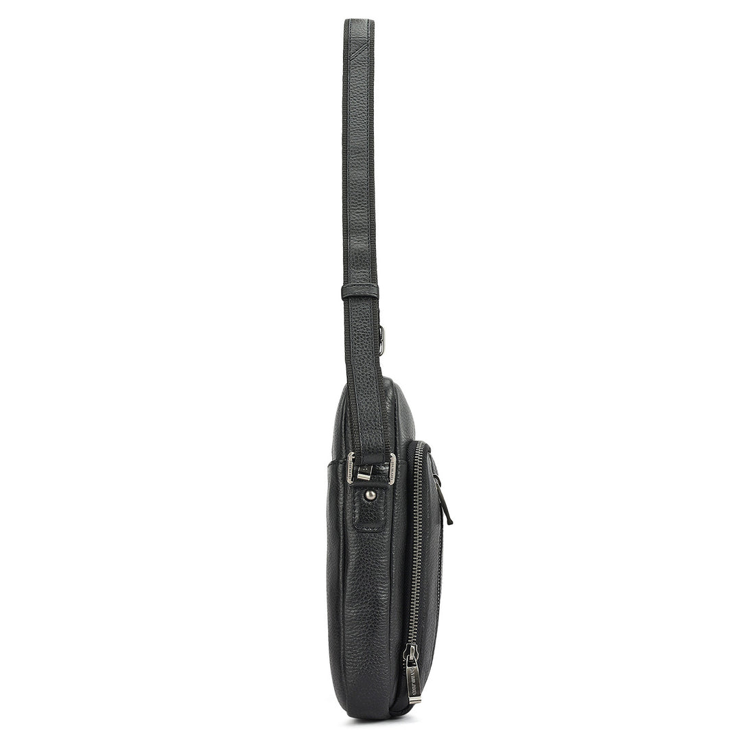 Wax Leather Men Sling - Black
