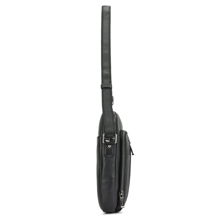Wax Leather Men Sling - Black