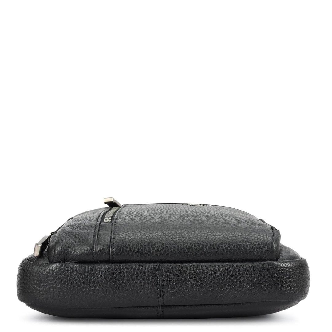 Wax Leather Men Sling - Black