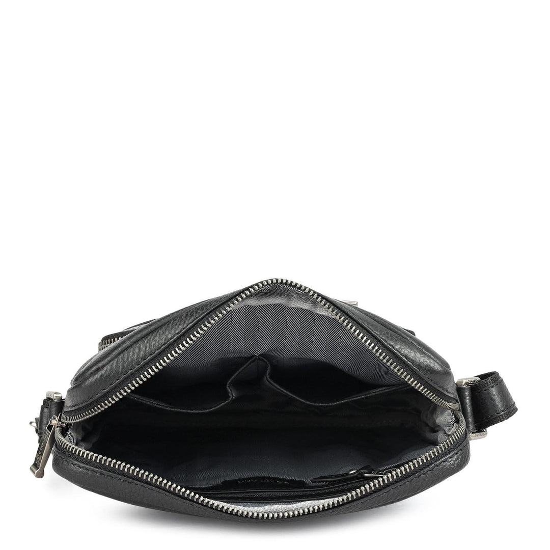 Wax Leather Men Sling - Black