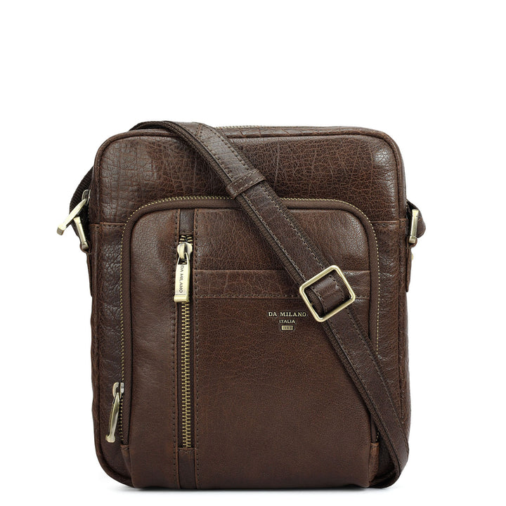 Elephant Pattern Leather Men Sling - Brown