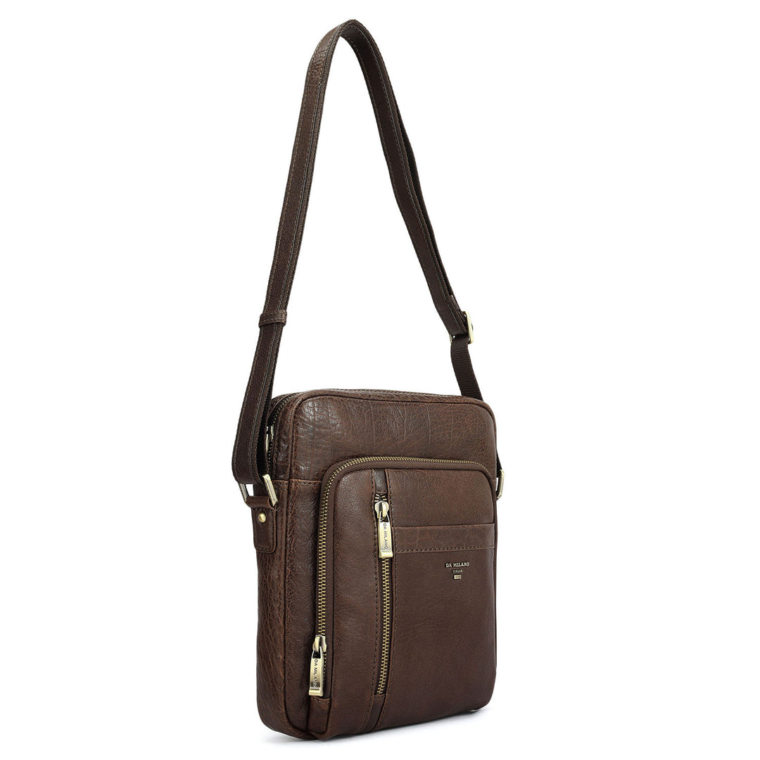 Elephant Pattern Leather Men Sling - Brown