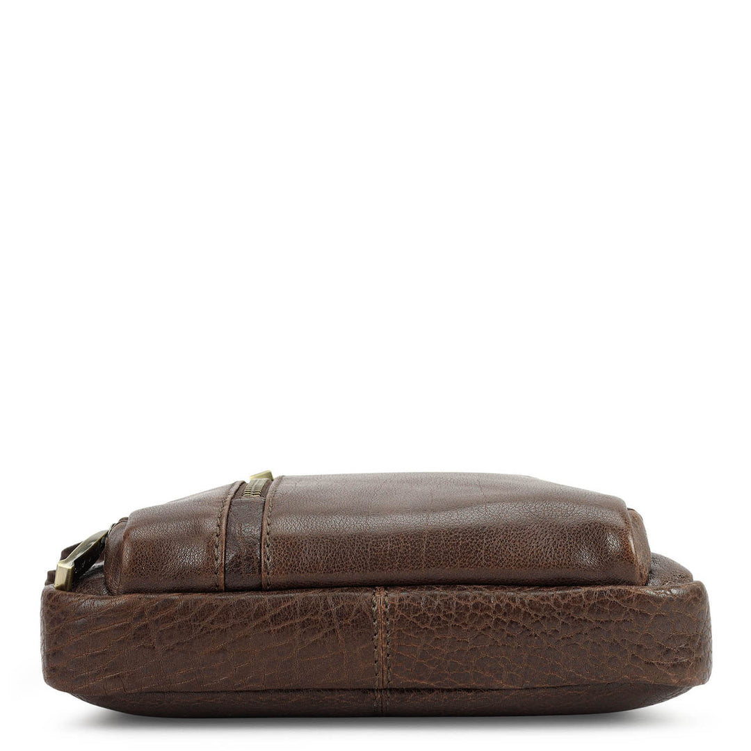 Elephant Pattern Leather Men Sling - Brown